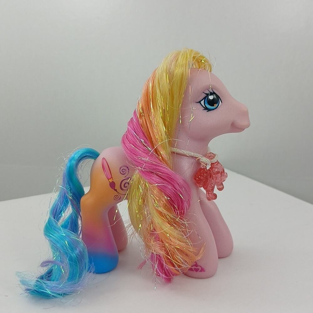 2007 My Little Pony Toola Roola Tinsel Hair Necklace G3 Pink Blue Yellow